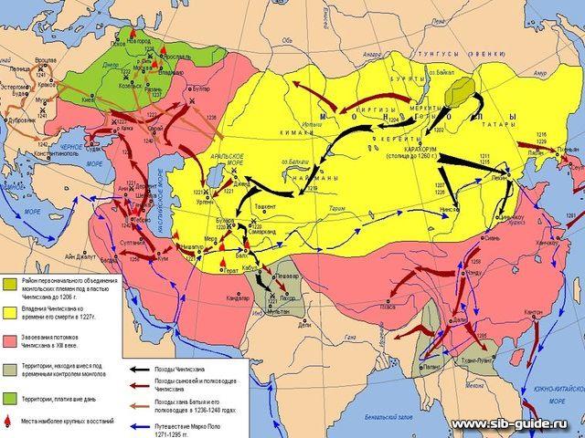 Карта Монгольской империи в XIII веке